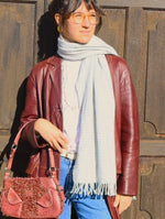 Charger l&#39;image dans la galerie, Echarpe Sézane vichy bleu et blanc en laine
