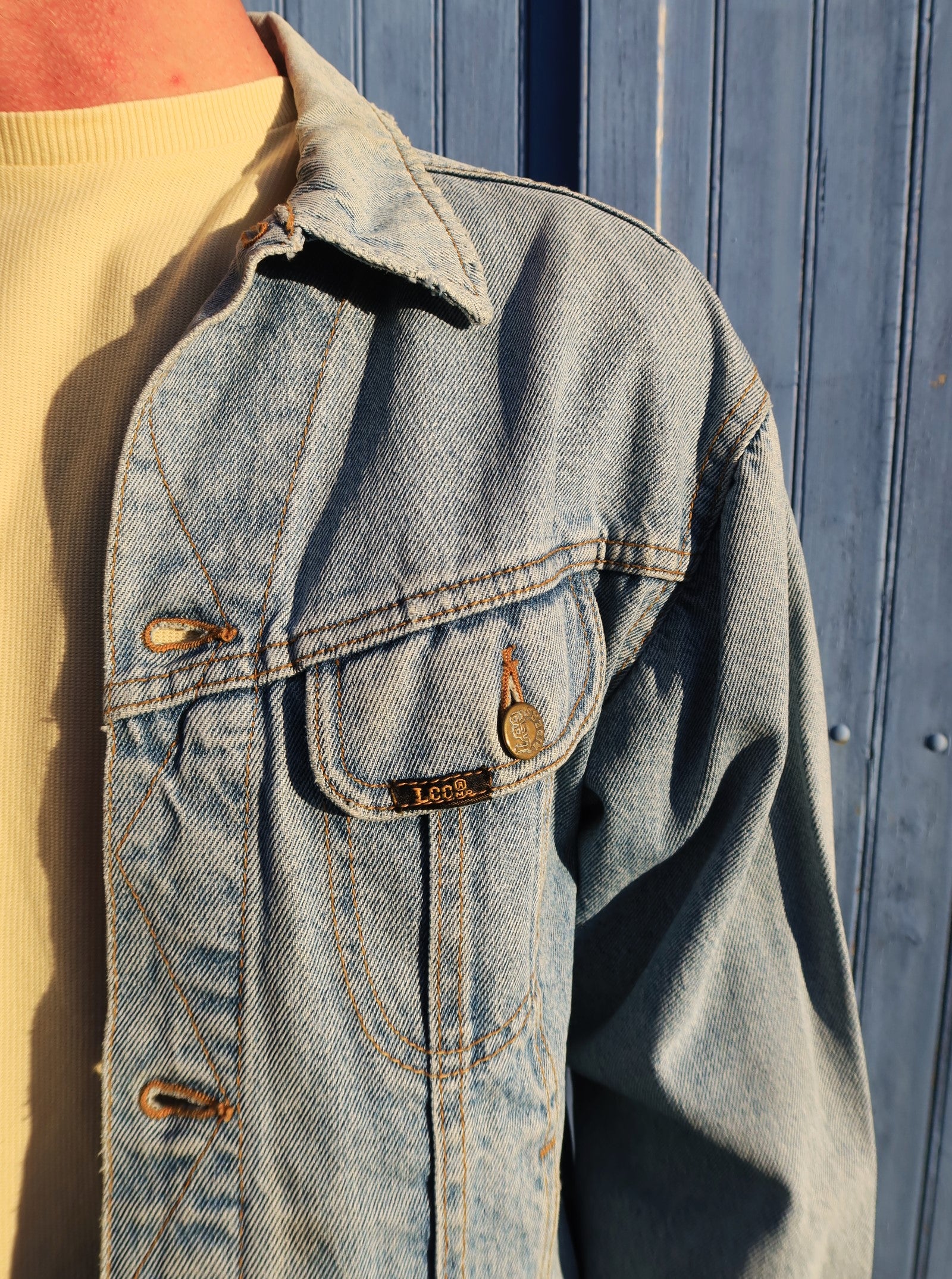 Blouson en jean Lee bleu clair 80s