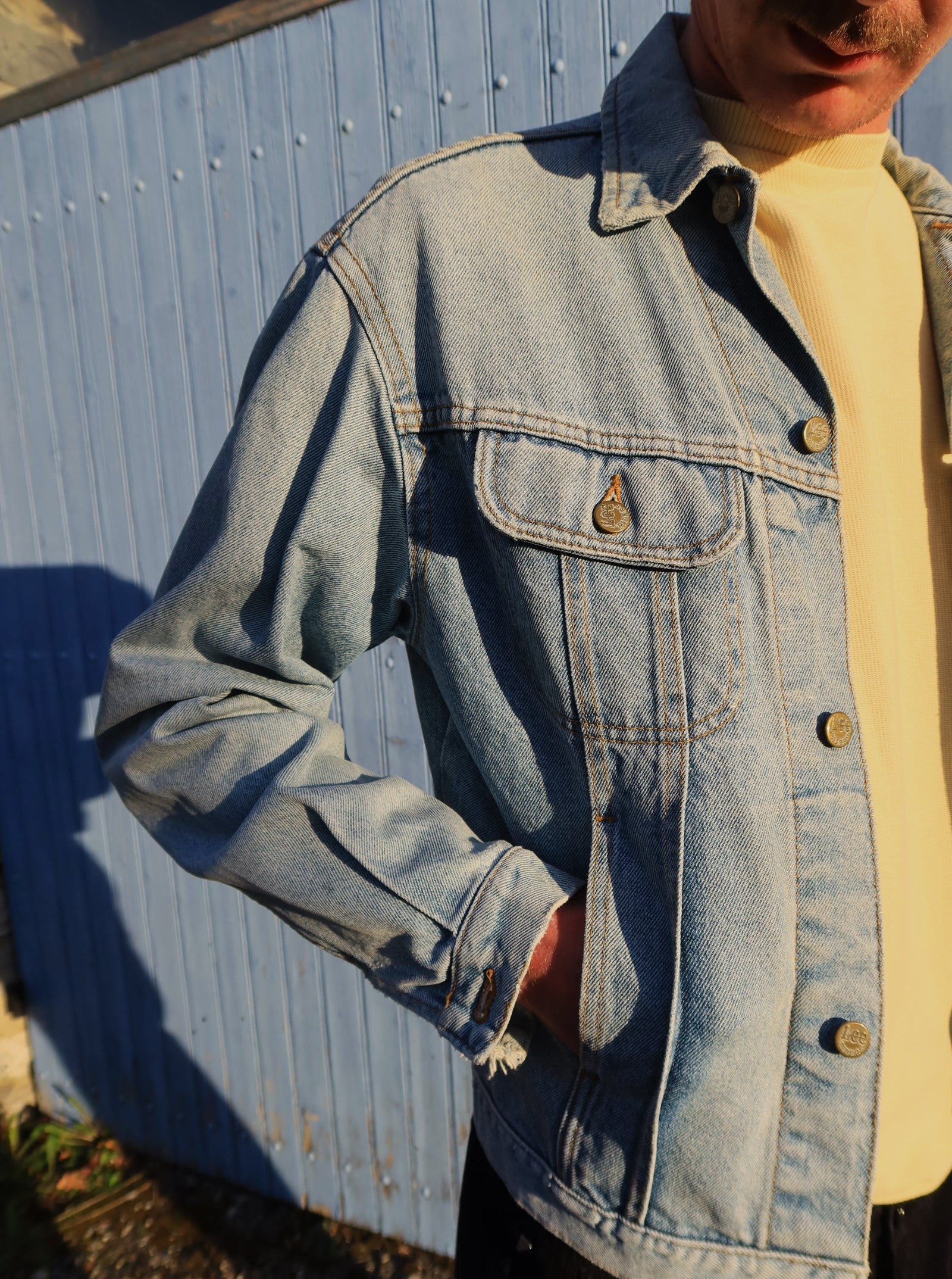 Blouson en jean Lee bleu clair 80s