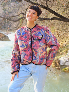 Veste matelassée motif kitsch années 80 en velours