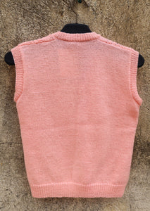 Pull sans manche rose bonbon tricoté