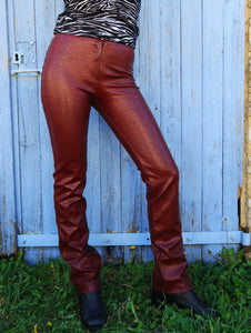 Pantalon Y2K en simili cuir rouge bordeaux
