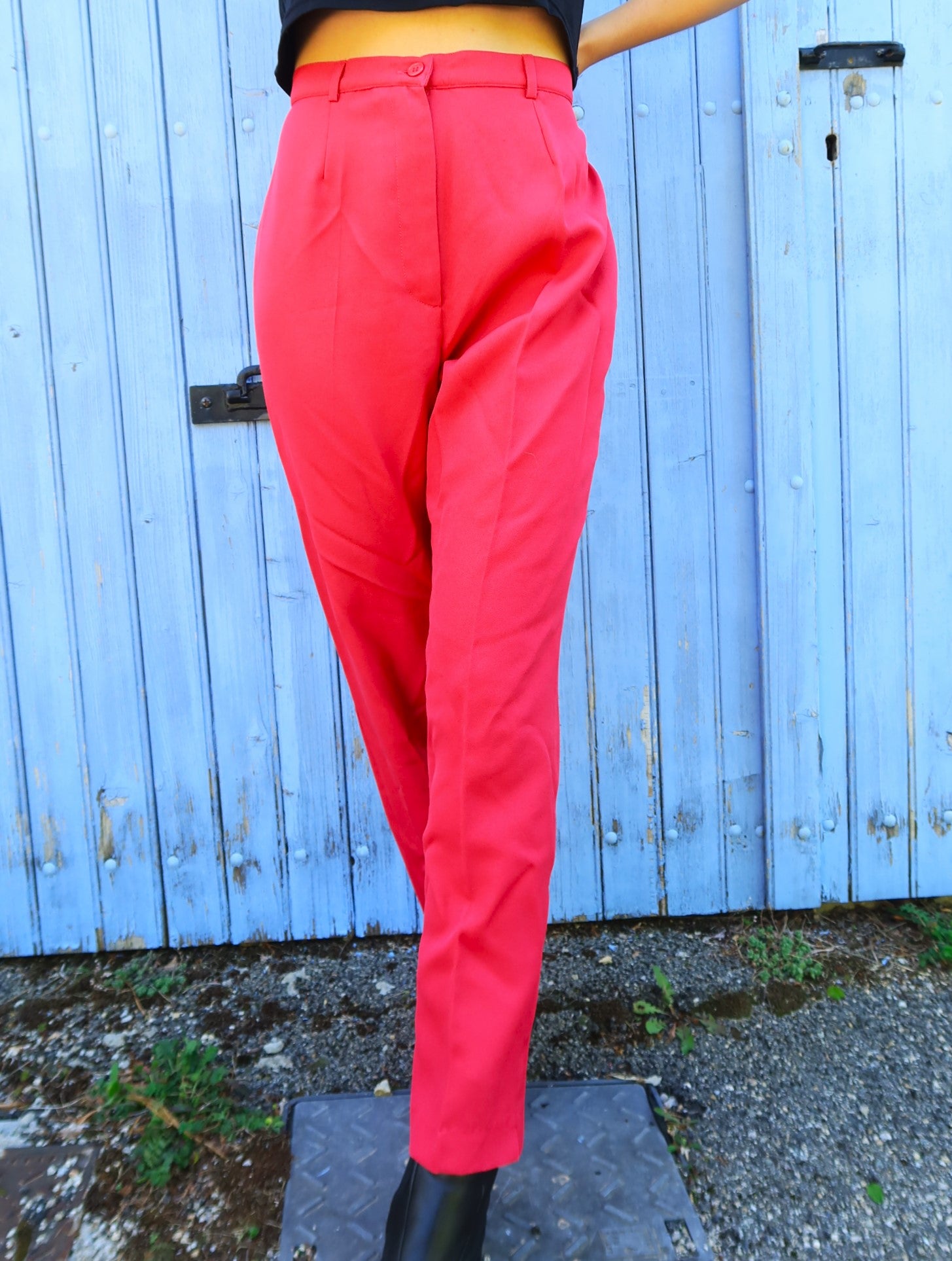 Pantalon cigarette rose fuchsia